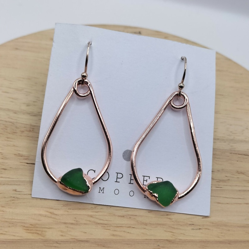 Seaglass Green Teardrop Earrings