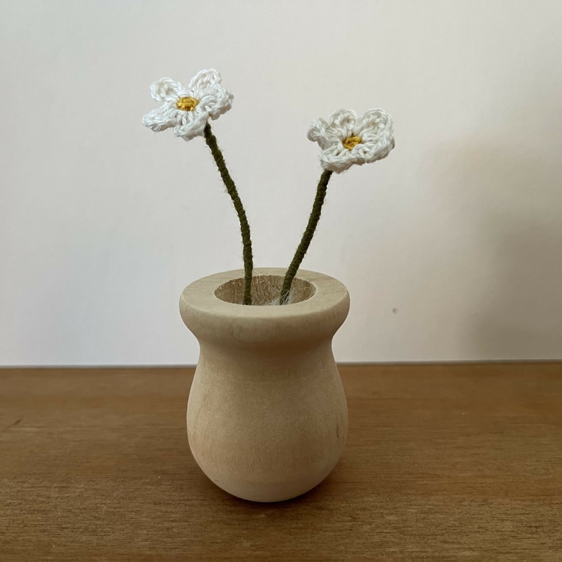 Daisies in Wooden Flower Pot