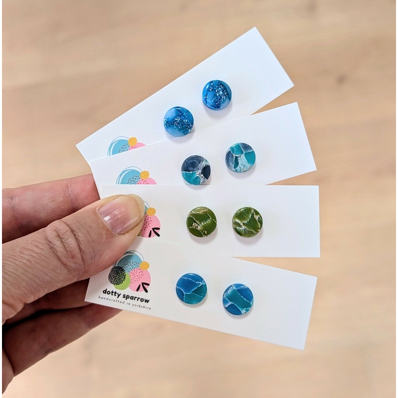 Faux Stone Handmade Polymer Clay Stud Earrings