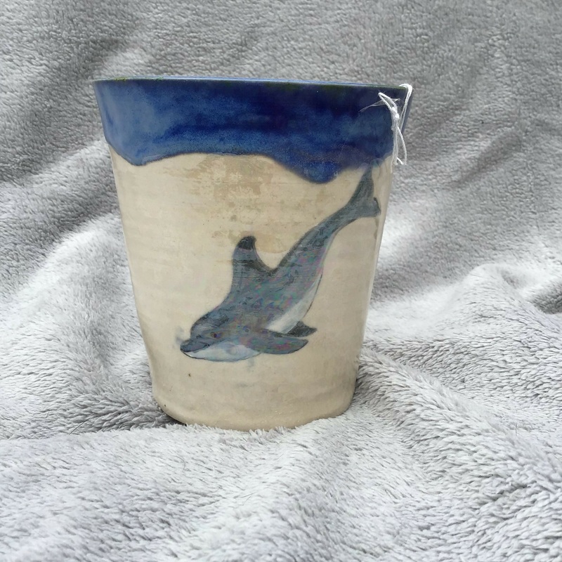 Handpainted Dolphin Vase