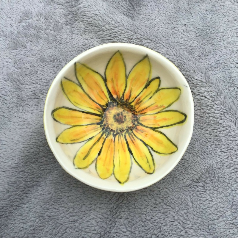 Porcelain Sunflower Trinket Dish