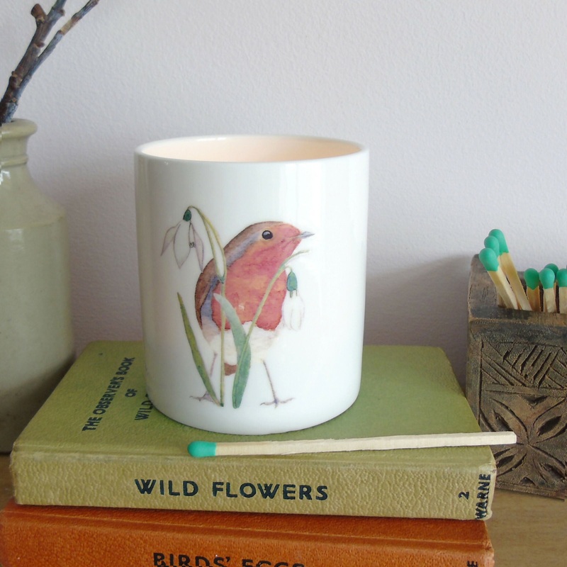 Robin Christmas Candle Holder