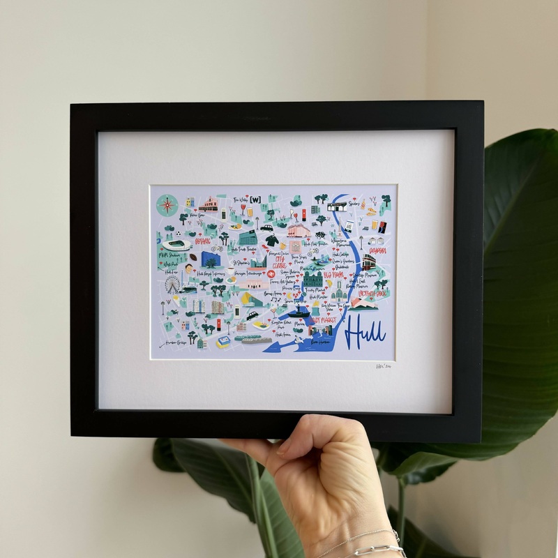 Small Framed Hull Map Art Print