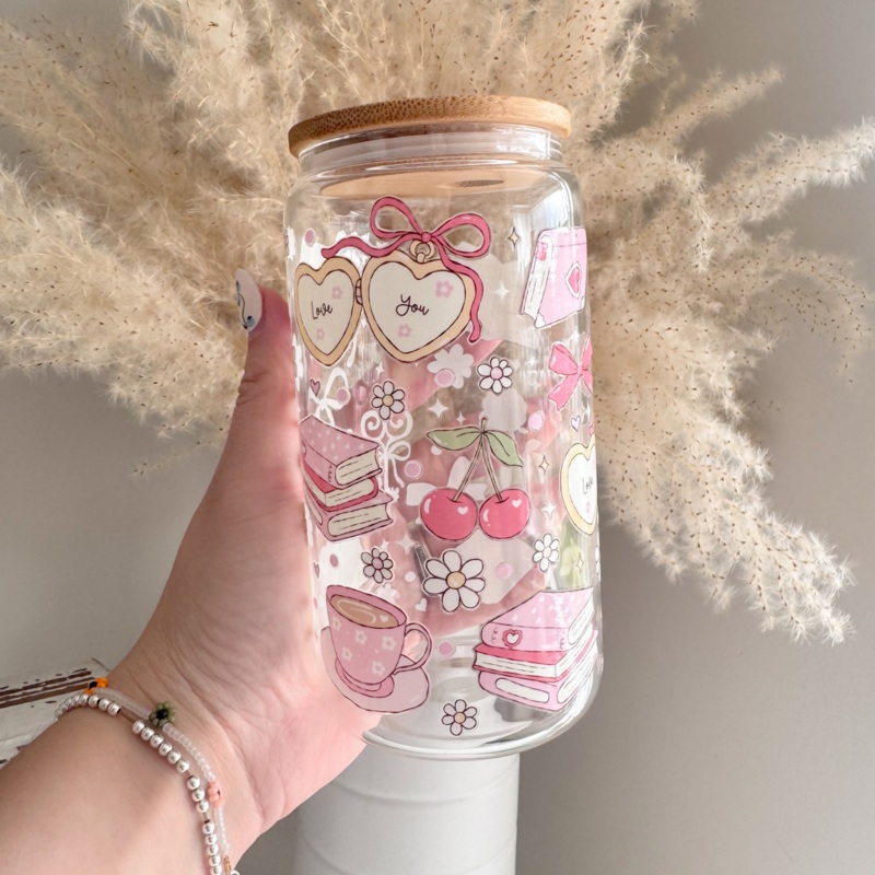 Cottagecore Books 16oz Glass Can