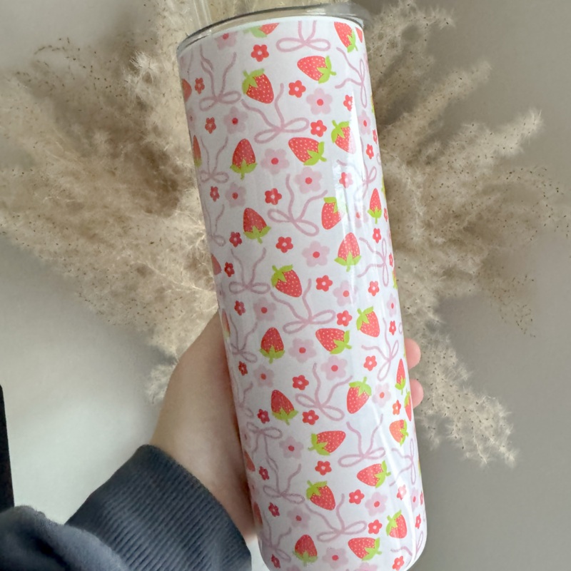Cute Strawberries and Bows 20oz Stainless Steel Tumbler