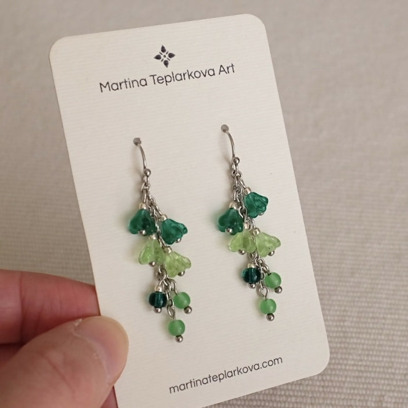 Dark Green Cluster Earrings