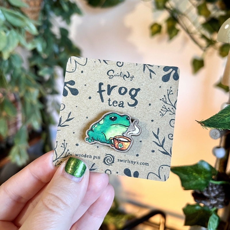 Frog Tea Wooden Pin