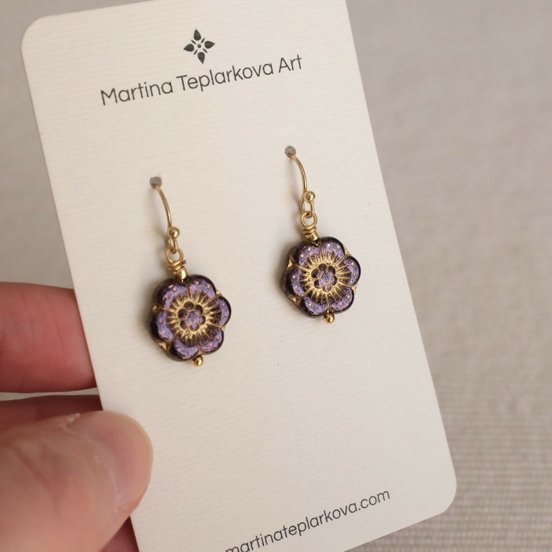 Purple Flower Earrings
