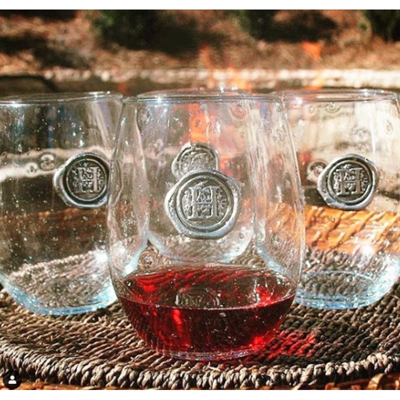 Southern Jubilee Initial Medallion Stemless Wine Glass