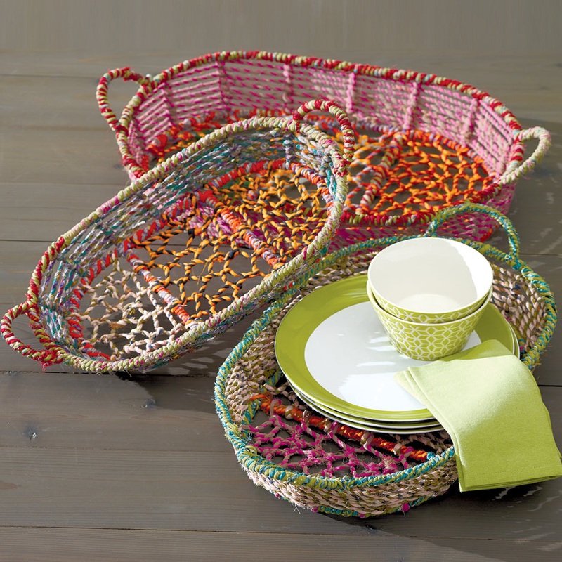 Colored Jute Oblong Baskets|small|medium|large