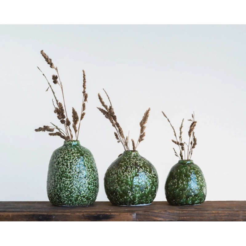 Distressed Botanist Green Terracotta Vases
