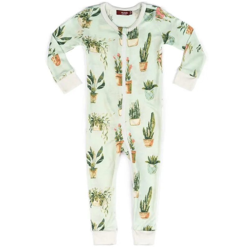 MilkBarn Zipper Pajama -Potted Plants 3-6M