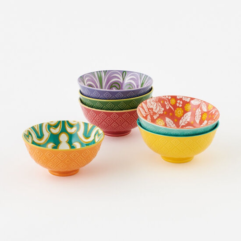 Bright Patterned Bowls|Green|Mint|Orange|Pink|Purple|Yellow