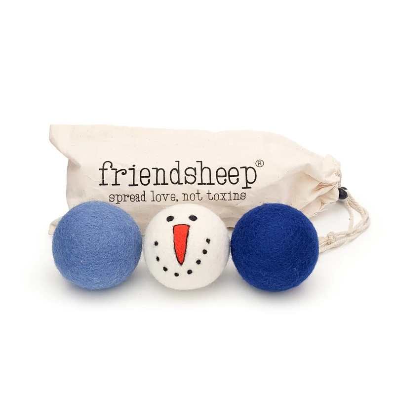 Friendsheep Eco Dryer Balls -Vintage Holidays Snowman Blue Trio