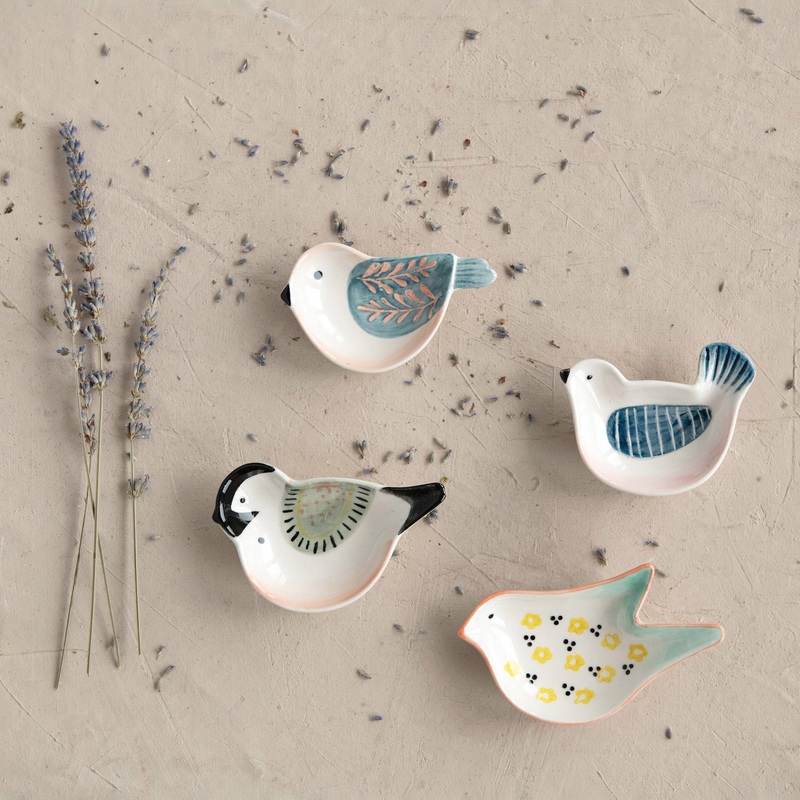 Hand-Painted Bird Trinket Dishes