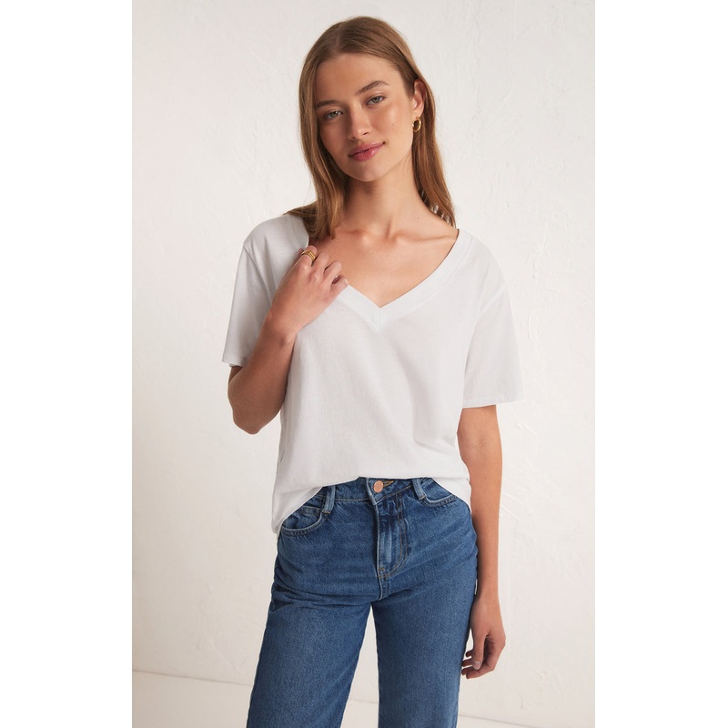 Z Supply Girlfriend V-Neck Tee -White