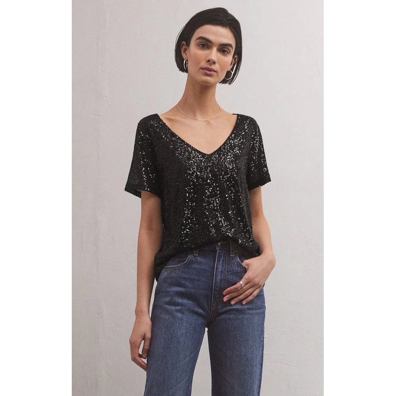 Z Supply Marbella Sequin Top -Black