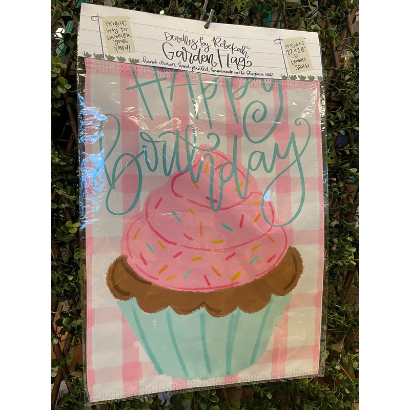 Garden Flag -Happy Birthday Cupcake