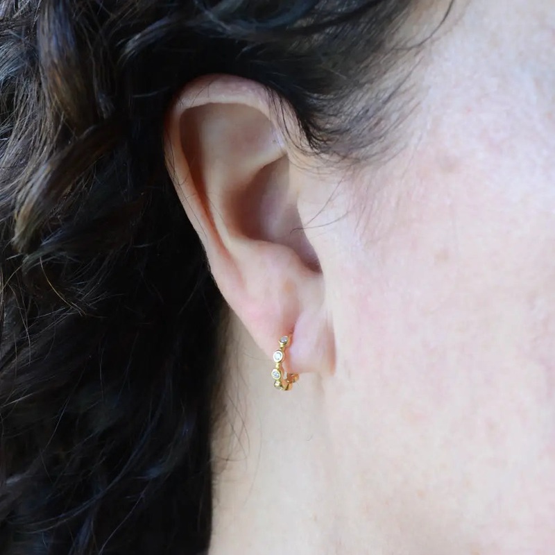 NY Cubic Zirconia Tiny Gold Hoops