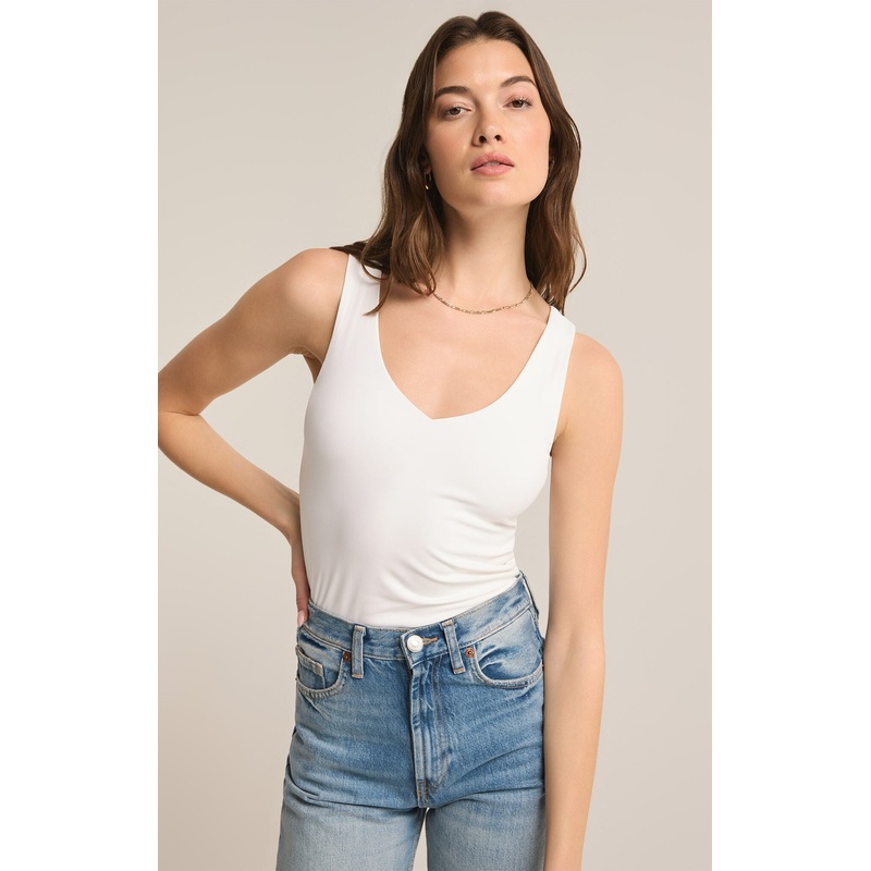 Z Supply Avala V-neck So Smooth Top -White