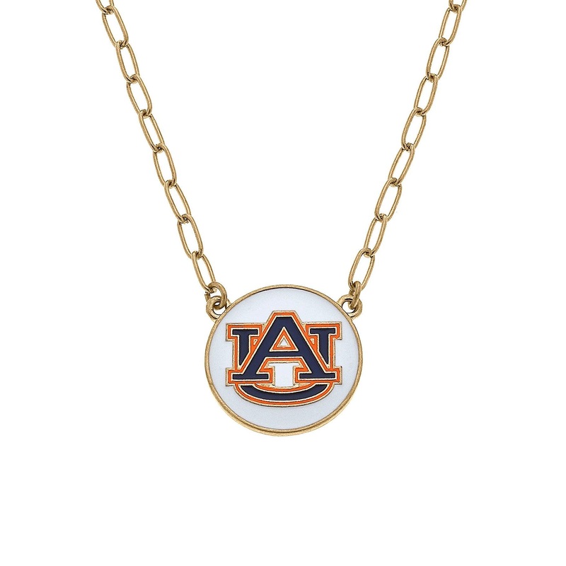 Auburn Tigers Enamel Disc Pendant Necklace