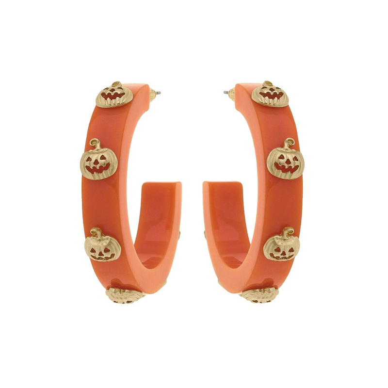 Jack-O-Lantern Hoop Earrings