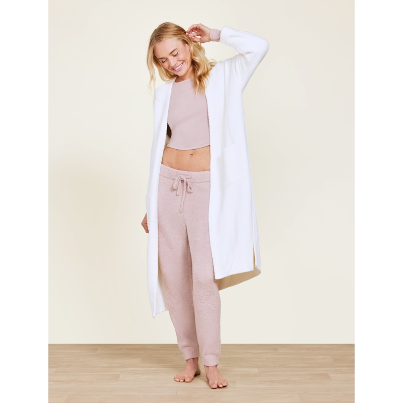 CozyChic Luxe High Slit Cardigan -Pearl