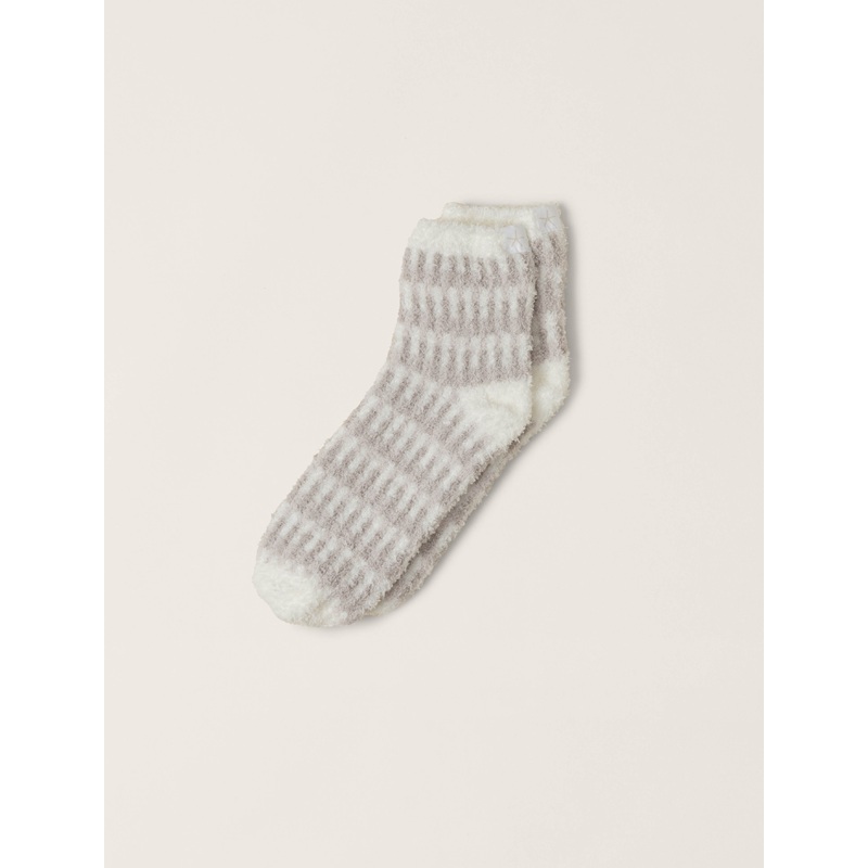 CozyChic Stripe Geo Tennis Sock -Pearl
