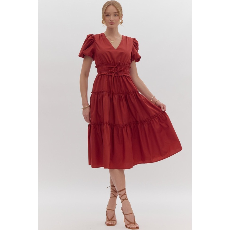 E Brick Smocked Waist Dress|Small|Medium|Large