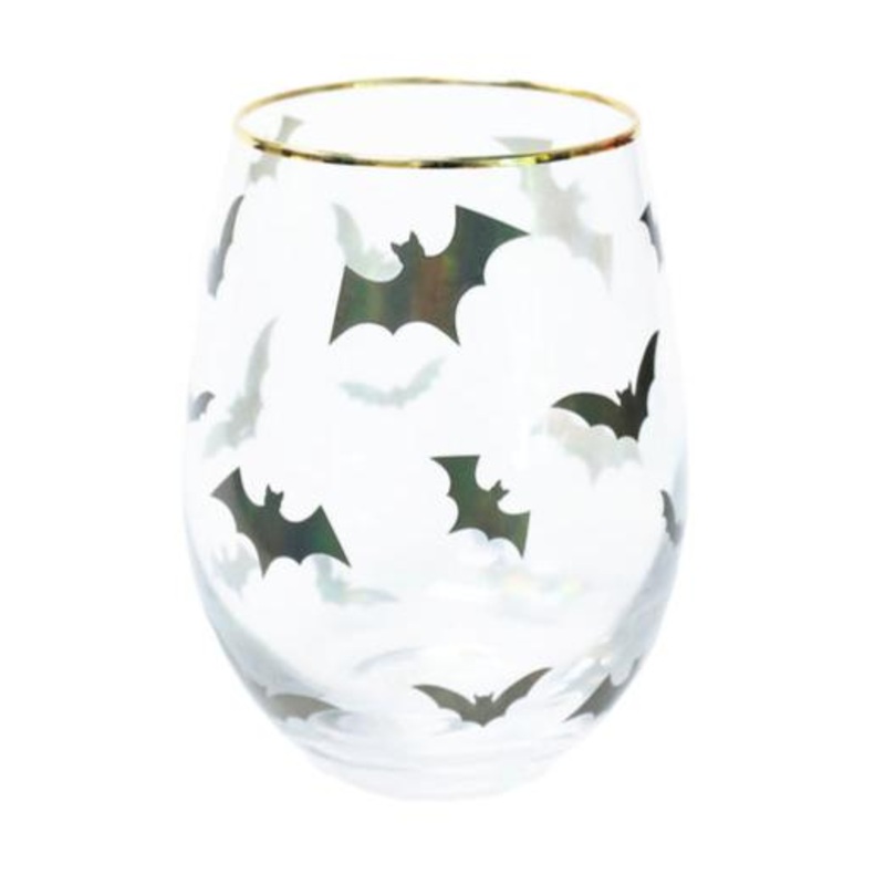 Halloween Wine Glass -Bats