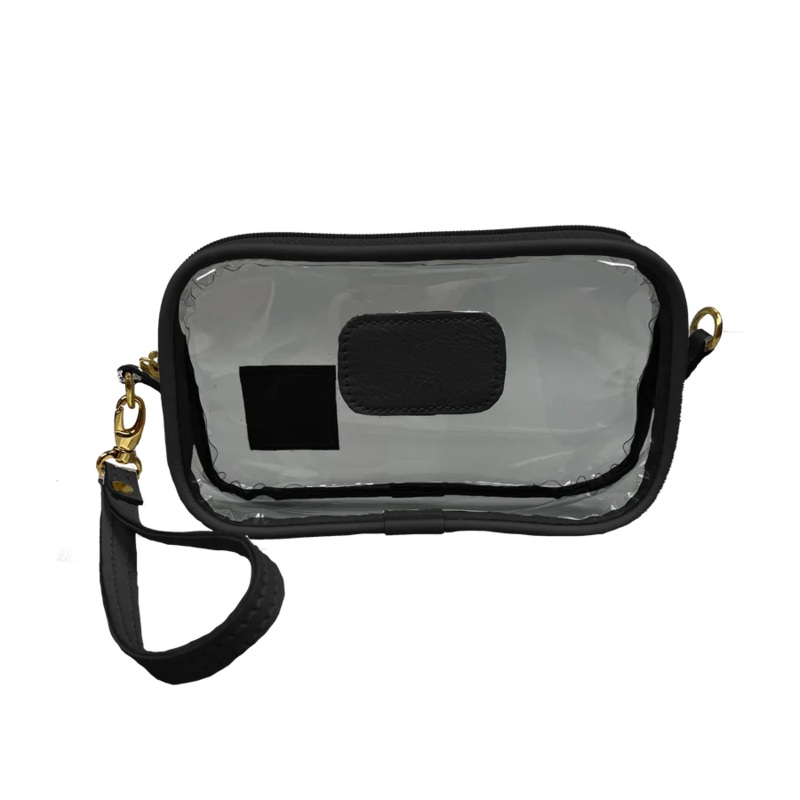 Jon Hart Clear Wristlet / Crossbody -Black Leather