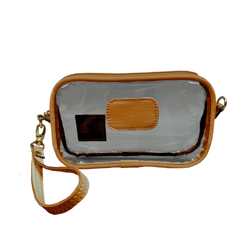 Jon Hart Clear Wristlet / Crossbody -Bridle Leather