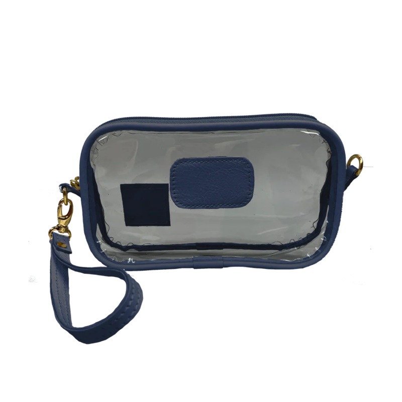 Jon Hart Clear Wristlet / Crossbody -Navy Leather