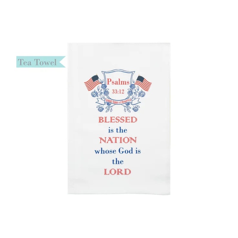 Standing on the Word Tea Towel -Psalms 33:12 Crest