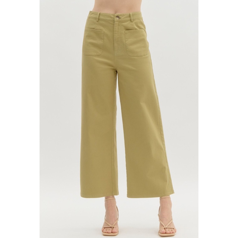 E Patch Pocket Ankle Pant -Lt Olive