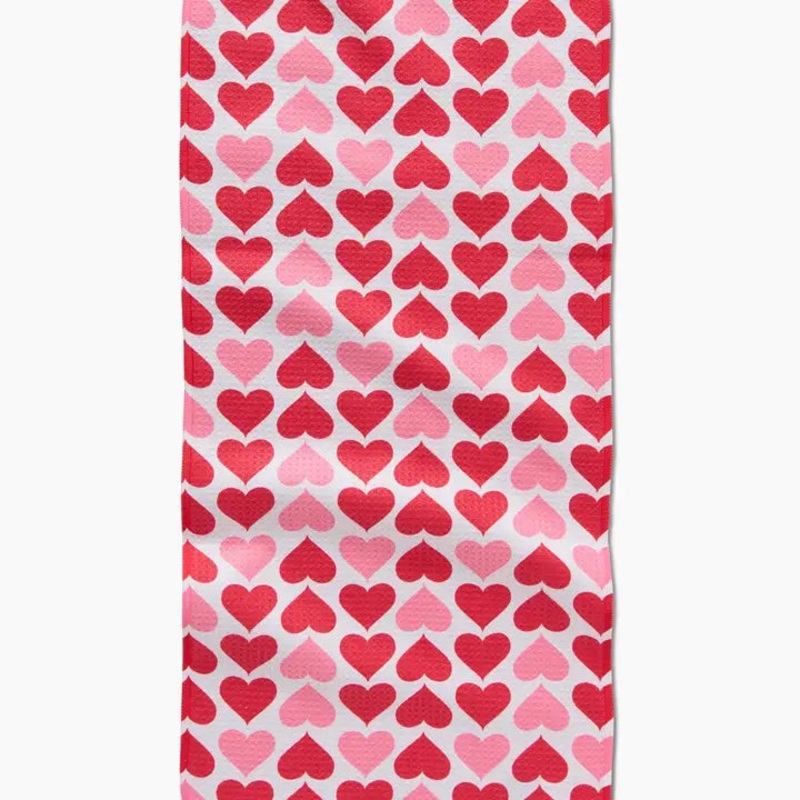 Geometry Bar Towel -Blushing Hearts