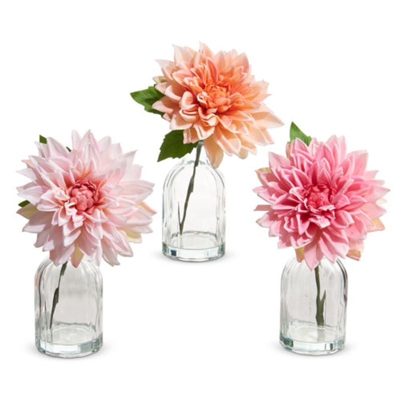 In Bloom Dahlia Stem in Glass Vase