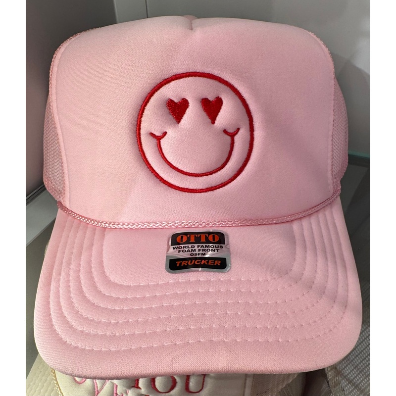 Pink Smiley Face Trucker Hat