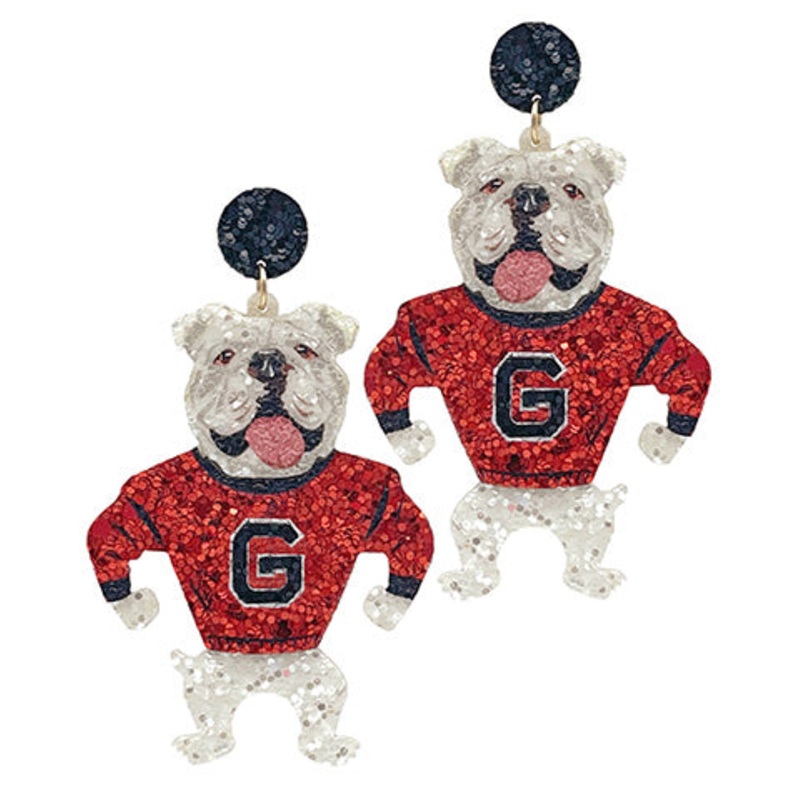 Standing Bulldog Glitter Earrings