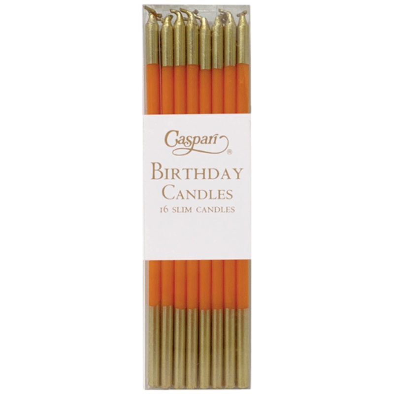Birthday Candles -Slim Bright Orange/Gold
