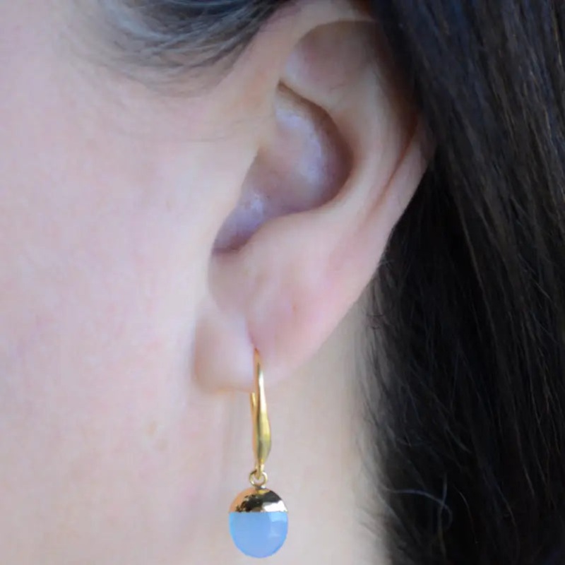 NY Faceted Blue Chalcedony Drop Earrings