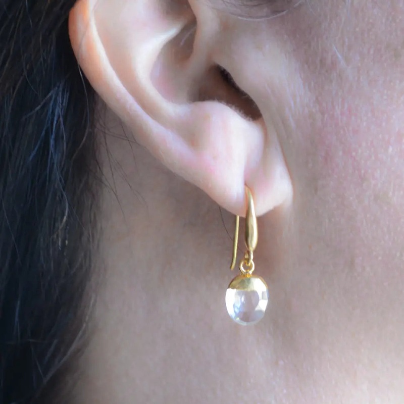 NY Faceted Crystal Quartz Drop Earrings