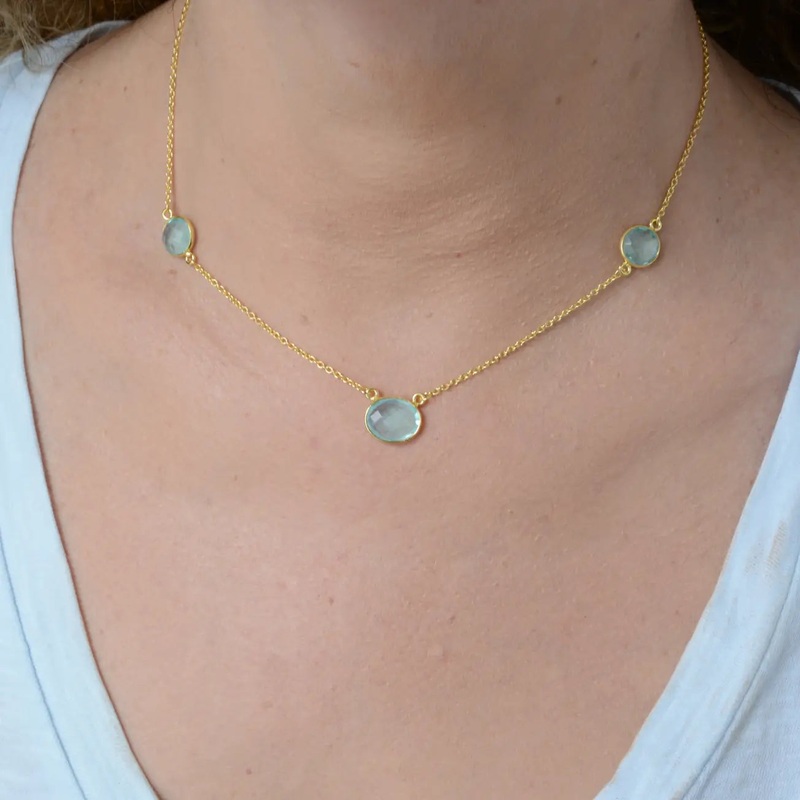 NY Gold & Blue Topaz Necklace