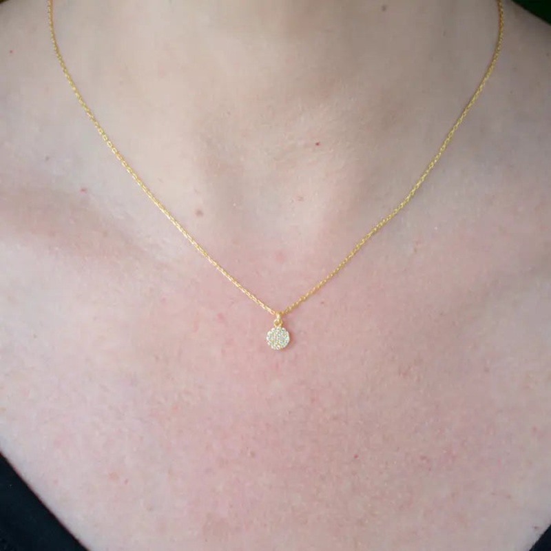 NY Gold Disc Pendant Necklace