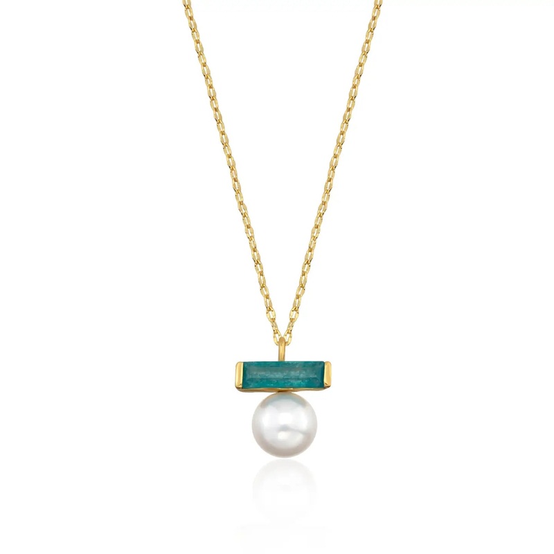 NY Jade & Pearl Pendant Necklace
