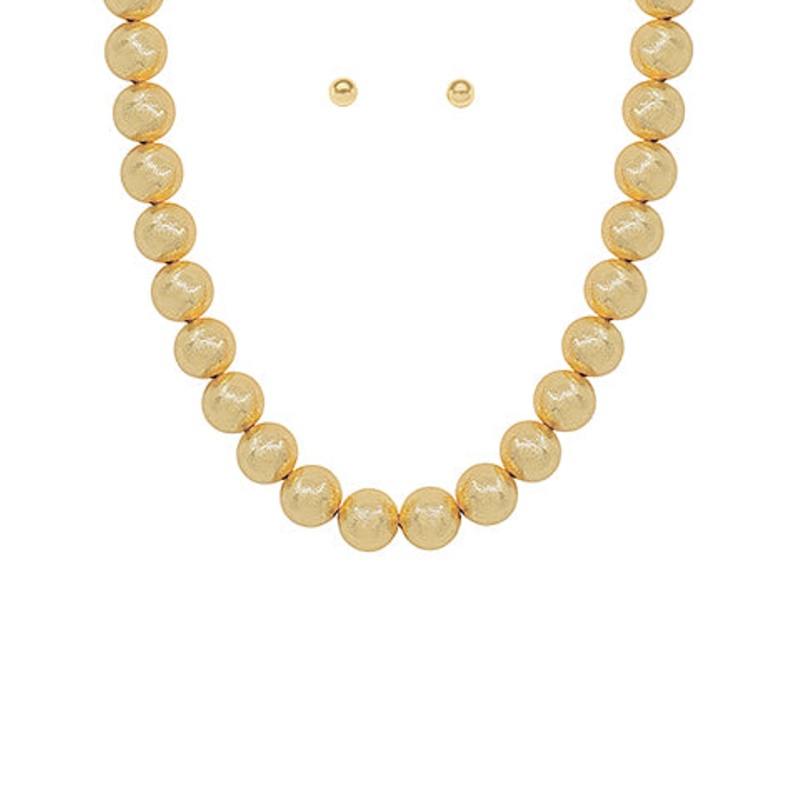 Satin Ball Short Necklace -Gold
