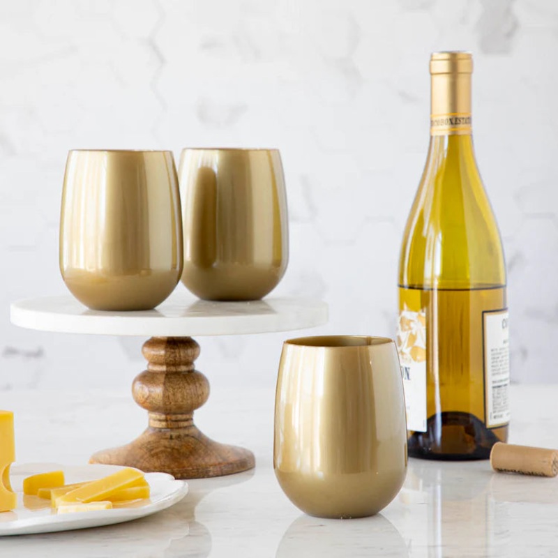 H&C Stemless Wine Glass -Gold