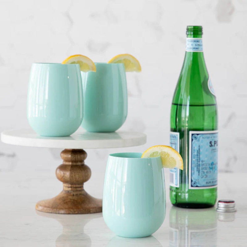 H&C Stemless Wine Glass -Seafoam