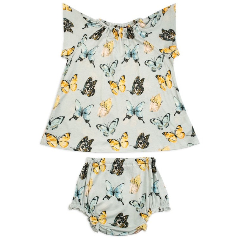 MilkBarn Dress & Bloomer Set -Butterfly 3-6M