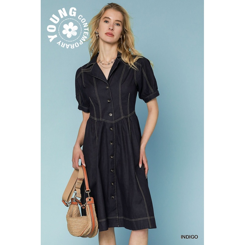 U Dark Denim Short Sleeve Dress